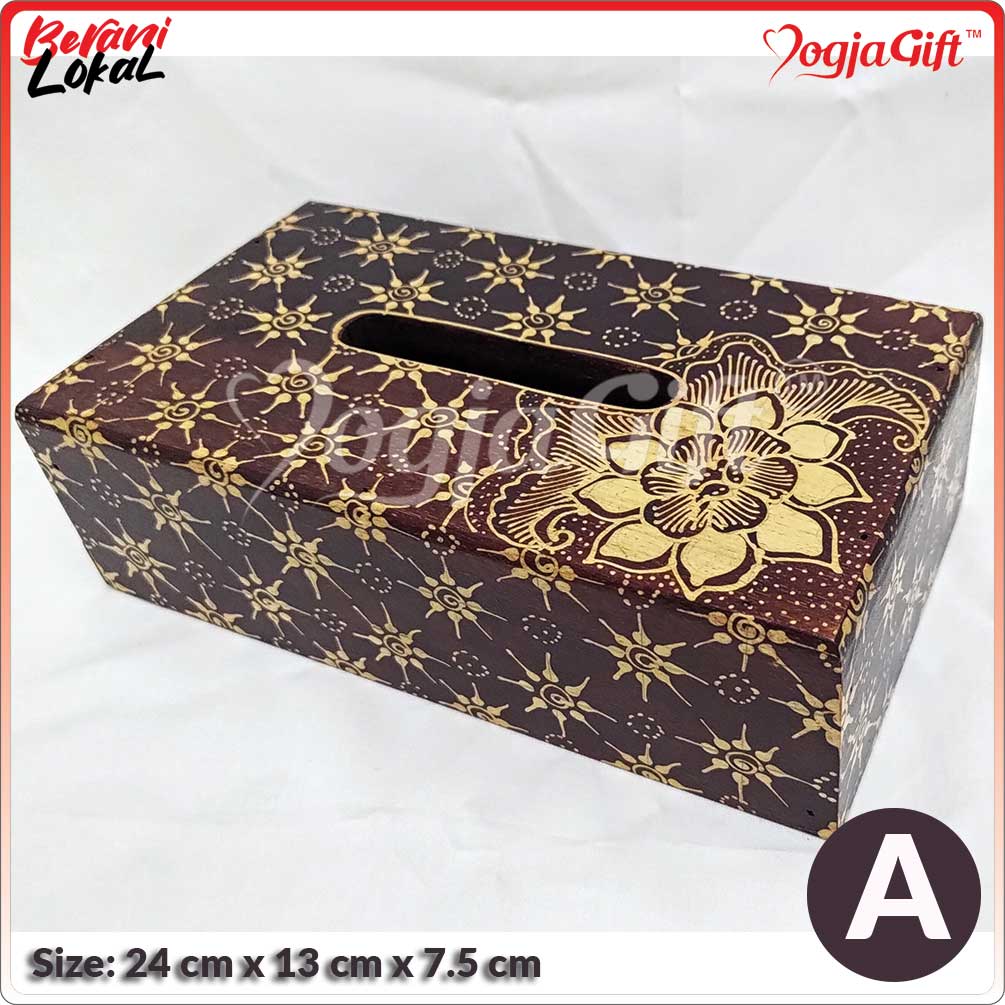 Wooden Desk Tissue Box Batik