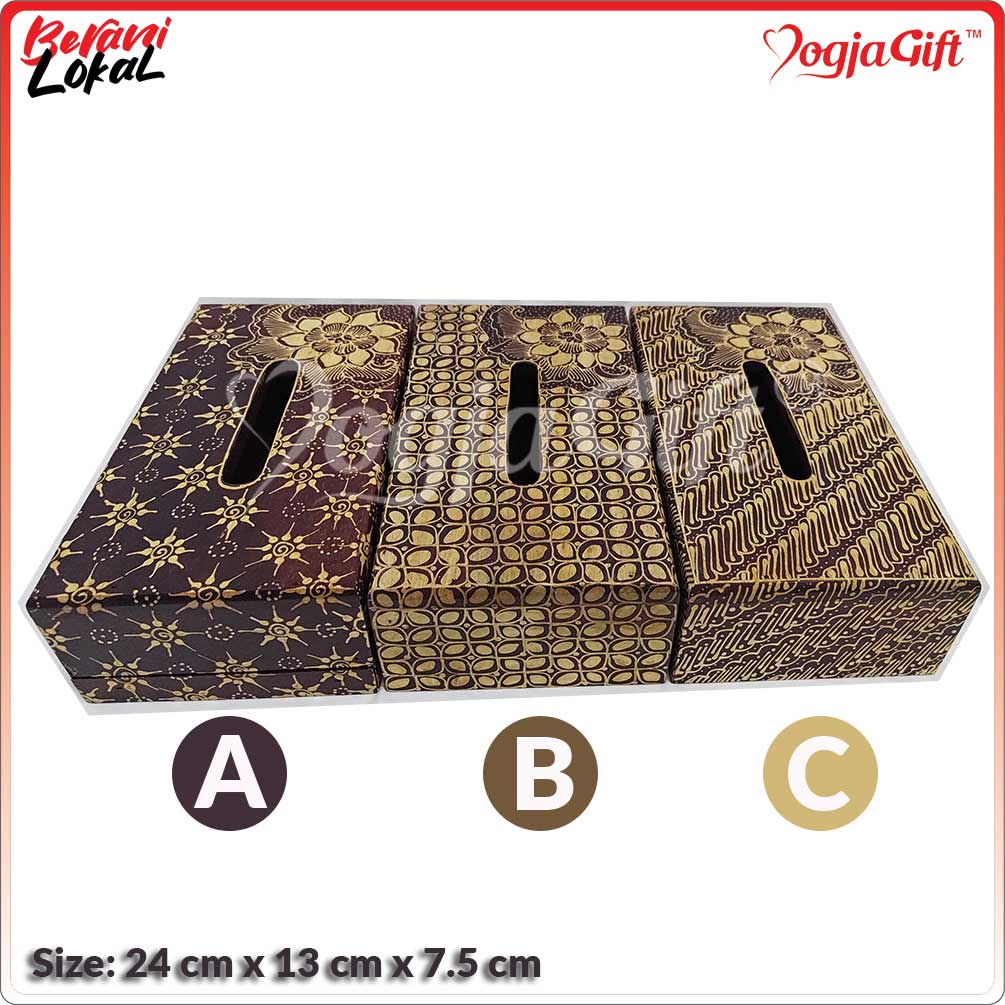 Wooden Desk Tissue Box Batik