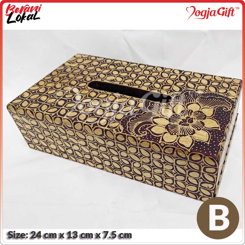 Wooden Desk Tissue Box Batik