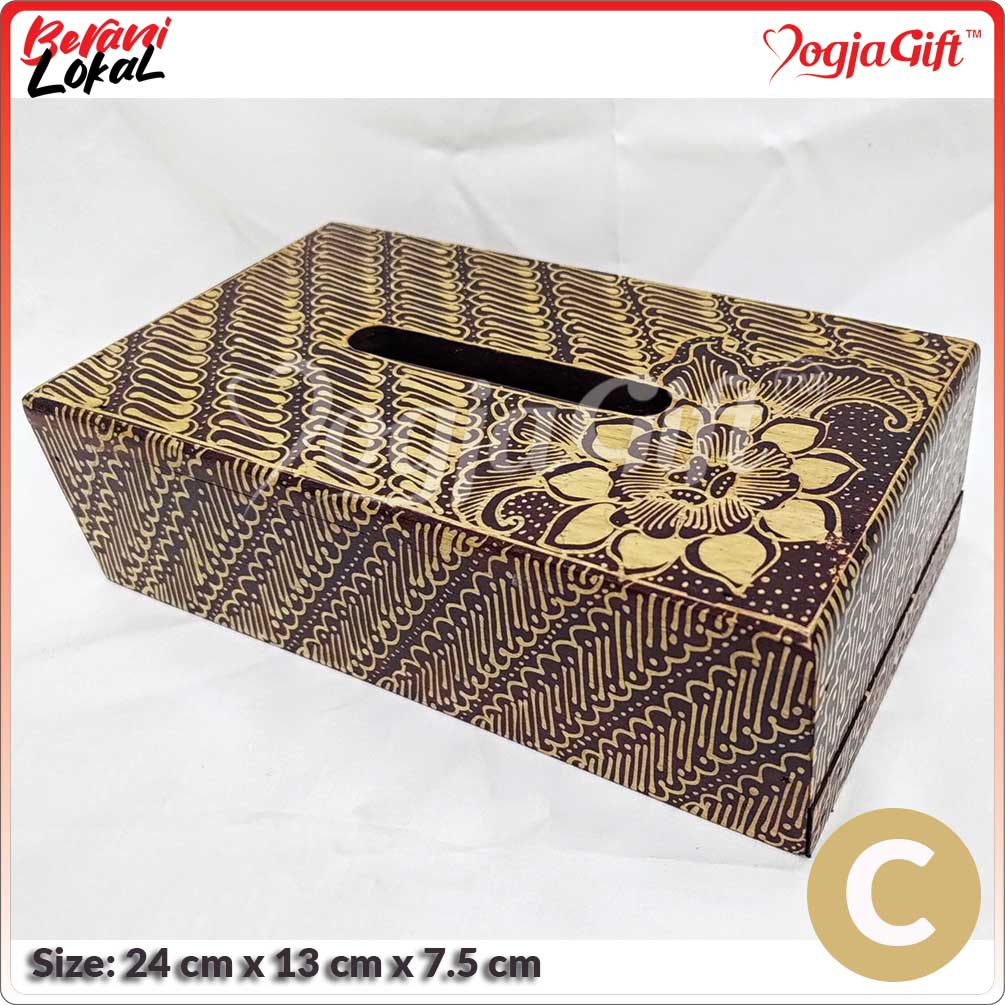 Wooden Desk Tissue Box Batik